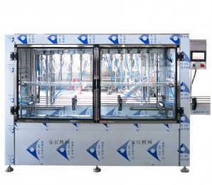 Linear gravity filling machine